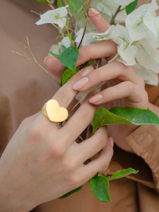 טבעת לב זהב