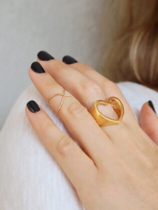 טבעת לב פתוח זהב