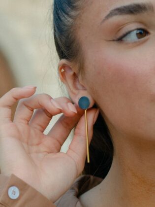 עגילי לונה האנג כסף מושחר